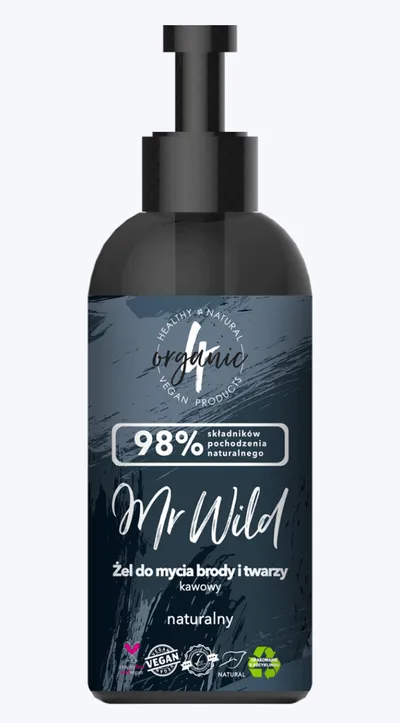 4Organic Mr Wild, Żel do mycia brody i twarzy kawowy
