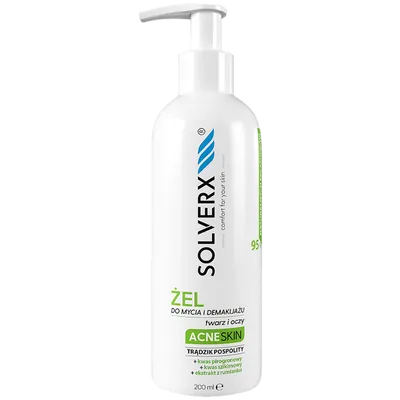Solverx Acne Skin, Żel do mycia i demakijażu twarzy i oczu