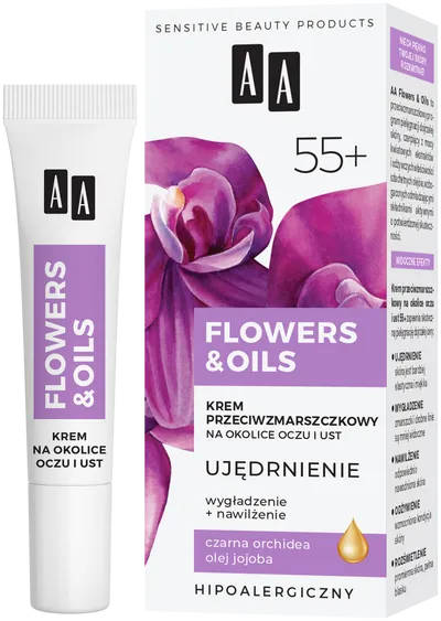 AA Flowers & Oils, Krem przeciwzmarszczkowy na okolice oczu i ust 55+