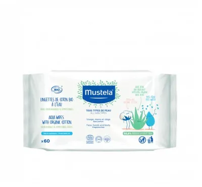 Mustela Bio Organic Cotton With Water Wipes (Chusteczki BIO z bawełny z wodą)