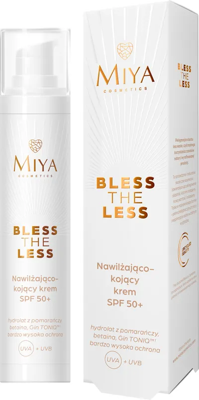Miya Cosmetics Bless The Less, Nawilżająco-kojący krem SPF50+