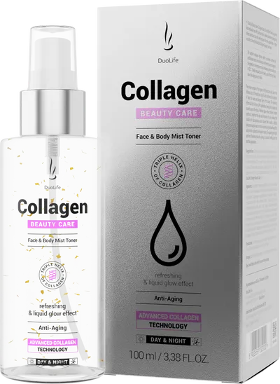 DuoLife Beauty Care, Collagen Face & Body Mist Toner (Kolagenowa mgiełka do twarzy i ciała z drobinkami złota)
