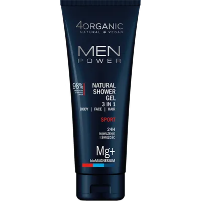 4Organic Men Power, Sport Natural Shower Gel (Naturalny żel pod prysznic 3 w 1)