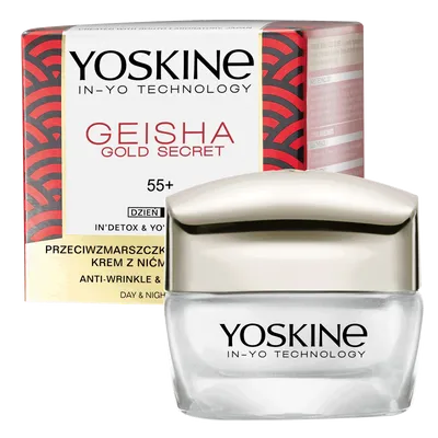 Yoskine Geisha Gold Secret, Przeciwzmarszczkowy krem z nićmi jedwabiu na dzień i na noc 55+