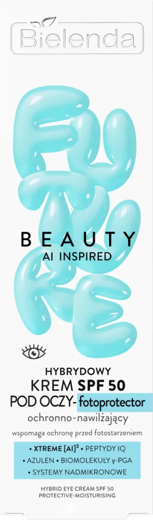Bielenda Future Beauty AI Inspired, Fotoprotector ochronno-nawilżający, Hybrydowy krem pod oczy SPF50