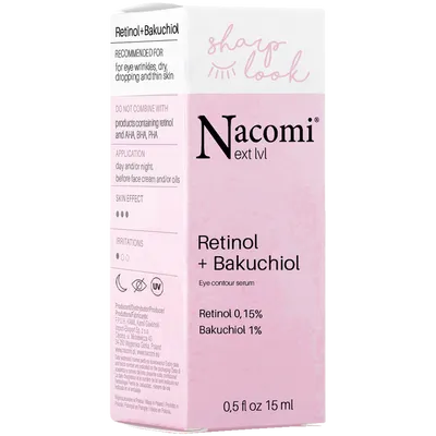 Nacomi Next Lvl, Sharp Look Retinol + Bakuchiol Eye Contour Serum (Serum pod oczy z retinolem i bakuchiolem)