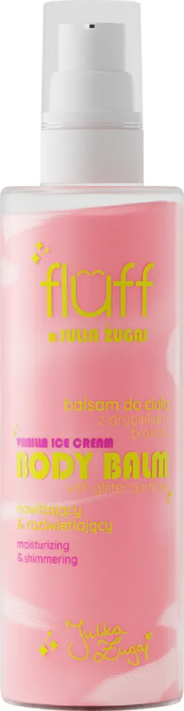 Fluff Fluff x Julia Żugaj, Vanilla Ice Cream, Body Balm (Nawilżająco-rozświetlający balsam do ciała z drobinkami brokatu)