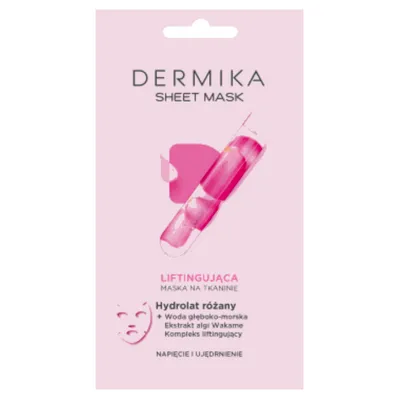Dermika Sheet Mask, Liftingująca maska na tkaninie `Hydrolat różany`
