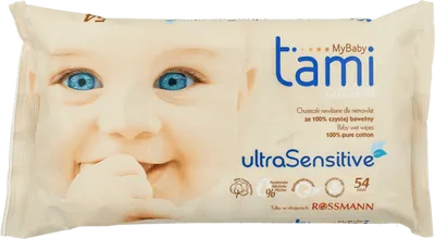 Tami My baby, Ultra Sensitive, Bawełniane chusteczki nawilżane dla niemowląt