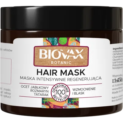 L'biotica Biovax Botanic, Wzmocnienie i blask, Maska intensywnie regenerująca
