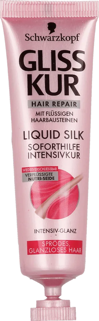 Schwarzkopf Gliss Kur Liquid Silk, Soforthilfe Intensivkur (Odżywka natychmiastowa terapia  do włosów matowych i trudnych do ułożenia)
