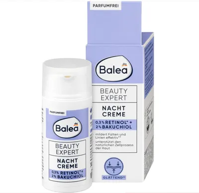 Balea Beauty Expert, Retinol+ Bakuchiol Night cream (Krem na noc  z 0,3% retinolu i 2% bakuchiolu)
