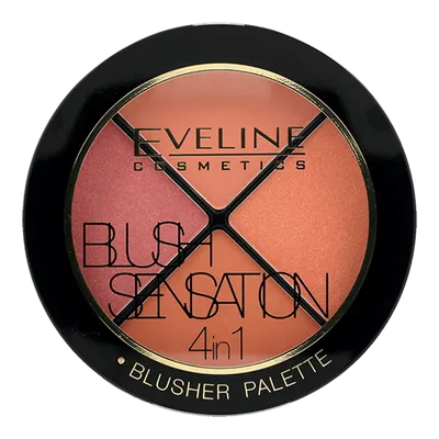 Eveline Cosmetics Blush Sensation, 4 in 1 Blusher Palette (Paleta róży do modelowania twarzy 4 w 1)