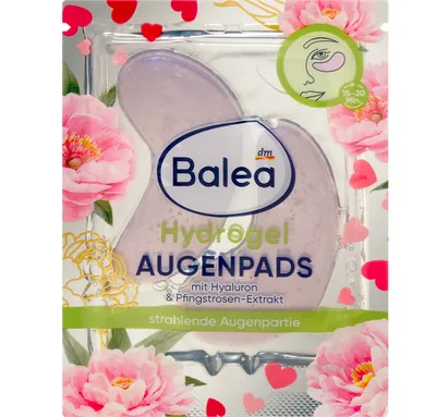 Balea Peony, Hydrogel Eye Pads (Piwonia, Płatki pod oczy)