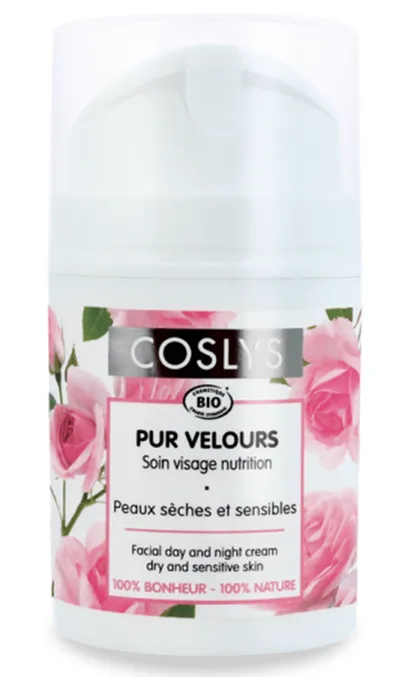 Coslys Pur Velours, Soin Visage Nutrition Peauc Seches et Sensibles [Facial Day and Night Cream Dry and Sensitive Skin] (Krem do skóry suchej i wrażliwej z akstraktem z róży)