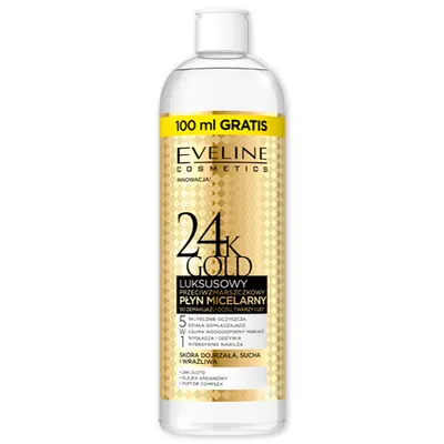 Eveline Cosmetics 24k Gold Filtrowany Śluz Ślimaka, Luksusowy przeciwzmarszczkowy płyn micelarny 8 w 1