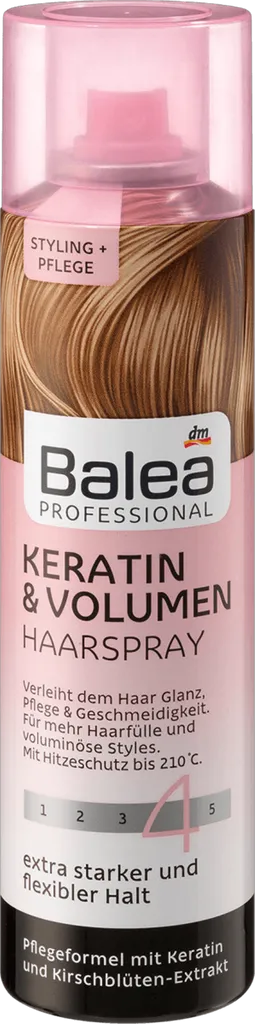 Balea Professional, Keratin & Volumen, Haarspray (Lakier do włosów nadający objętość z keratyną)