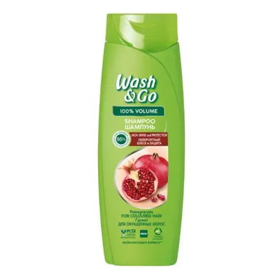 Wash & Go 100% Volume, Pomegranate Shampoo (Szampon do włosów farbowanych z granatem)