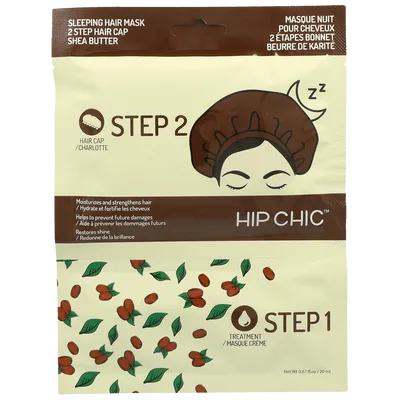 Hip Chic Sleeping Hair Mask 2 Step Hair Cap Shea Butter (Nawilżająco- wzmacniająca nocna maska 2- etapowa do włosów z masłem Shea)