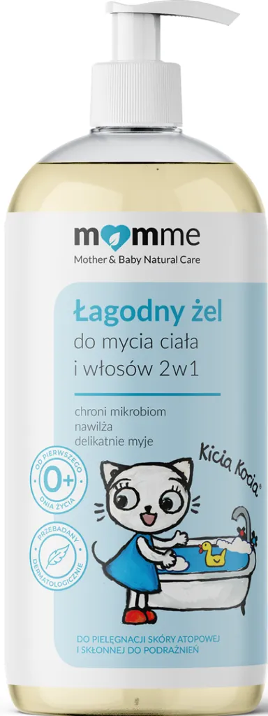 MomMe Kicia Kocia, Łagodny żel do mycia ciała i włosów 2w1