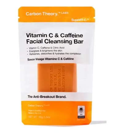 Carbon Theory SupaVIT-C, Vitamine C & Caffeine Facial Cleansing Bar (Mydło do mycia twarzy z witaminą C i kofeiną)