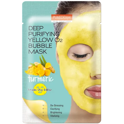 Purederm Deep Purifying Yellow O2 Bubble Mask (Bąbelkująca maseczka z kurkumą)