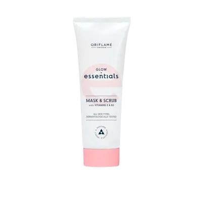 Oriflame Essentials, Glow Mask & Scrub (Rozświetlająca maseczka i scrub z witaminą E i B3)