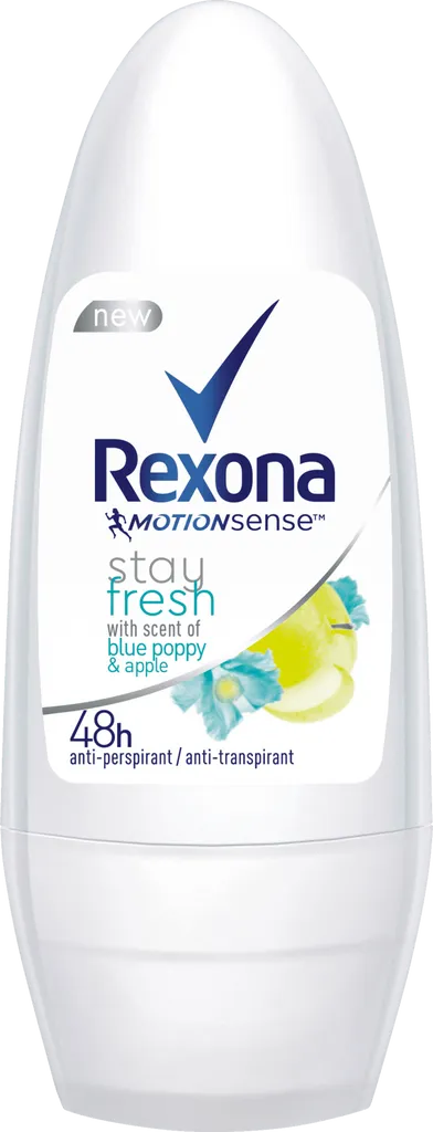 Rexona Motionsense, Stay Fresh Blue Poppy & Apple, Anti-Transpirant Roller 48h (Antyperspirant w kulce dla kobiet)