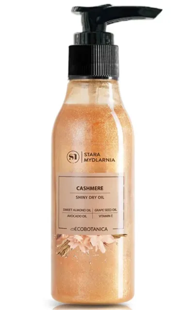 Stara Mydlarnia Eco Botanica, Cashmere, Shiny Dry Oil (Suchy olejek z drobinkami złota)