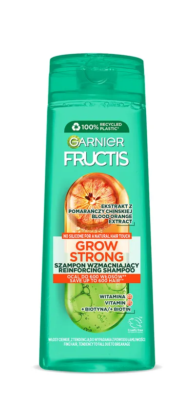 Garnier Fructis, Grow Strong Orange, Reinforcing Shampoo (Wzmacniający szampon do włosów cienkich z ekstraktem z pomarańczy)
