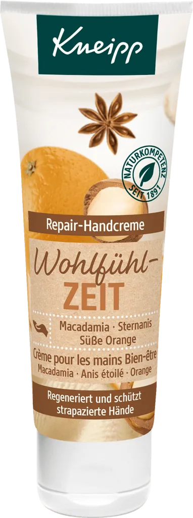 Kneipp Repair-Handcreme Wohlfühlzeit (Regenerujący krem do rąk o zapachu pomarańczy `Dobre samopoczucie`)