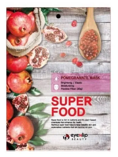 Eyenlip Super Food, Pomegranate Mask (Maska w płachcie o działaniu rozświetlającym, uelastyczniającym i nawilżającym)