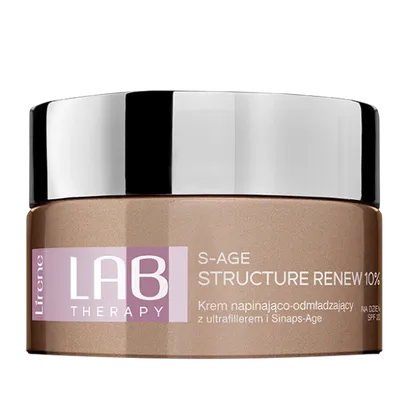 Lirene Dermoprogram Lab Therapy, Odmłodzenie S-Age Strycture Renew 10%, Napinająco-odmładzający krem na dzień z ultrafiltrem i Sinaps-Age  SPF 20