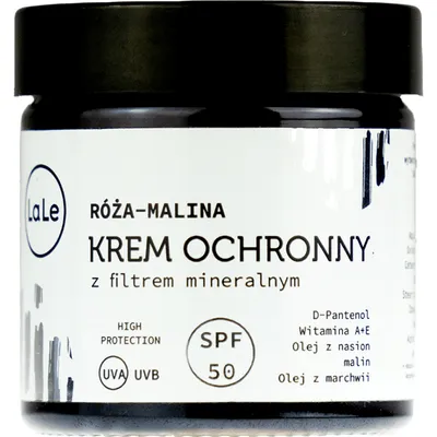 La-Le Krem ochronny z filtrem mineralnym UVA/UVB  SPF 50 `Róża - malina`