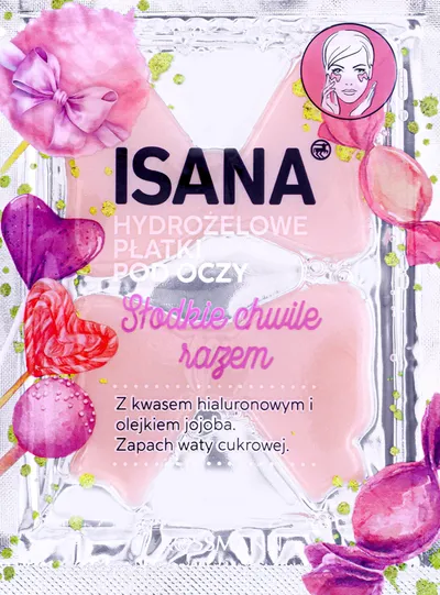 Isana Słodkie Chwile Razem, Hydrożelowe płatki pod oczy z kwasem hialuronowym i olejem jojoba