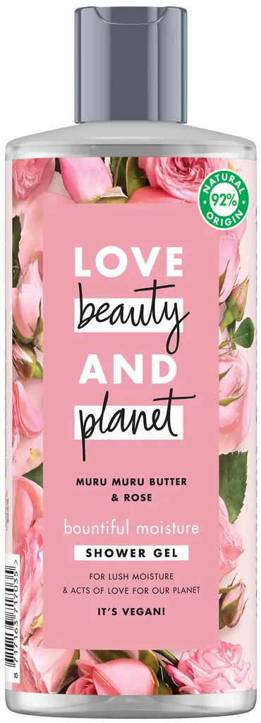 Love Beauty and Planet Bountiful Moisture, Muru Muru Butter & Rose Shower Gel (Nawilżający żel pod prysznic z masłem muru muru i olejkiem różanym)
