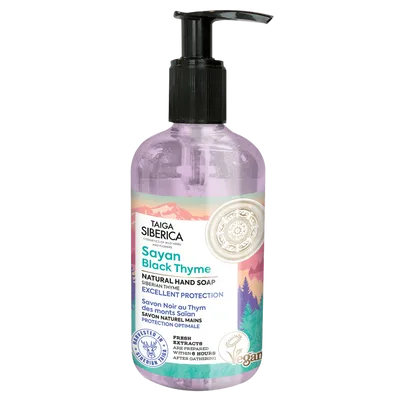 Natura Siberica Taiga Siberica, Sayan Black Thyme Natural hand soap (Wegańskie, ochronne mydło do rąk z czarnym tymiankiem)