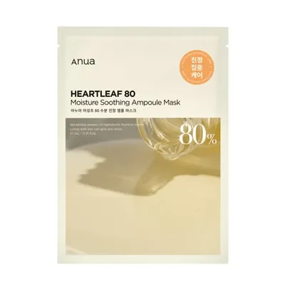 Anua Heartleaf, 80 Moisture Soothing Ampoule Mask (Łagodząca maseczka do twarzy w płachcie)