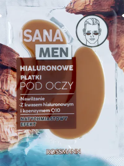 Isana Men, Hialuronowe płatki pod oczy z kwasem hialuronowym i koenzymem Q10