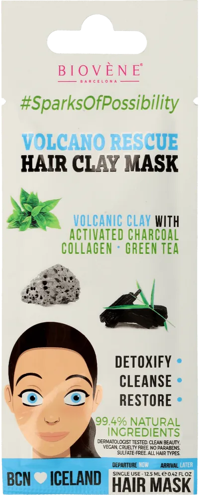 Biovene Barcelona #SparksOfPossibility, Volcano Resue Hair Clay Mask (Regenerująca maska do włosów z glinką)
