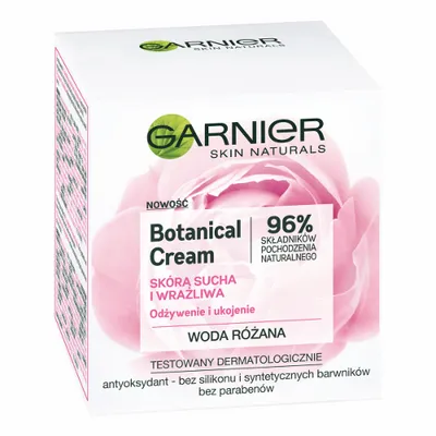 Garnier Botanical Cream, Krem nawilżający z wodą różaną do skóry suchej i wrażliwej