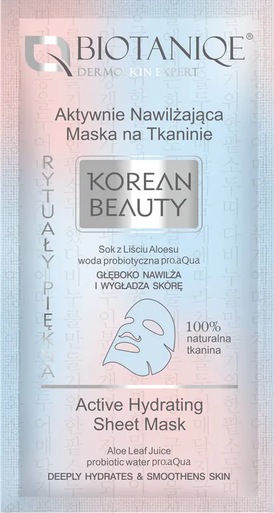Biotaniqe Korean Beauty, Aktywnie nawilżająca maska na tkaninie