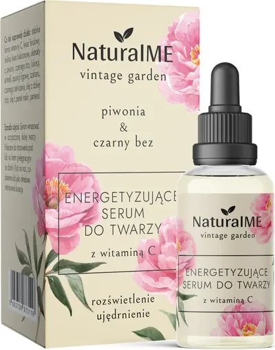 NaturalME Vintage Garden, Piwonia & Czarny Bez, Energetyzujące serum do twarzy z witaminą C