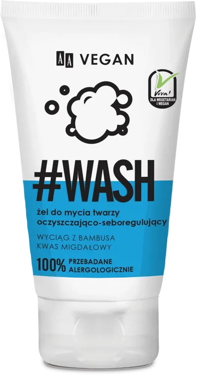 AA Vegan, #Wash, Żel do mycia twarzy oczyszczająco-seboregulujący