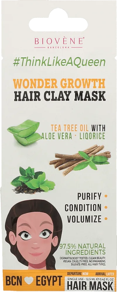 Biovene Barcelona #ThinkLikeAQueen, Wonder Growth Hair Clay Mask (Maseczka do włosów przyspieszająca wzrost włosów z glinką)