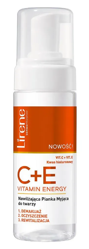 Lirene Dermoprogram C+E Vitamin Energy, Nawilżająca pianka myjąca do twarzy