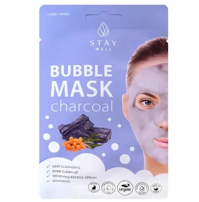 Stay Well Charcoal, Deep Cleansing Bubble Mask (Węgiel, Głęboko oczyszczająca maska do twarzy)