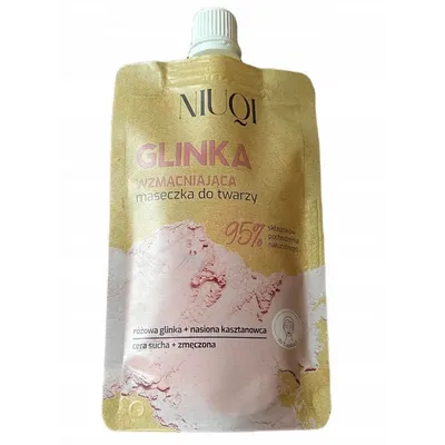Niuqi Glinka, Wzmacniajaca maseczka do twarzy `Różowa glinka + nasiona kasztanowca`