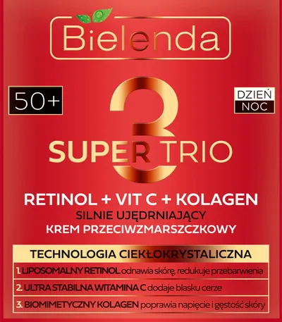 Bielenda Super Trio, Silnie ujędrniający krem przeciwzmarszczkowy na dzień i na noc 50+
