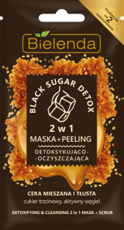 Bielenda Black Sugar Detox, 2 w 1 Detoksykująco – oczyszczająca maska + peeling
